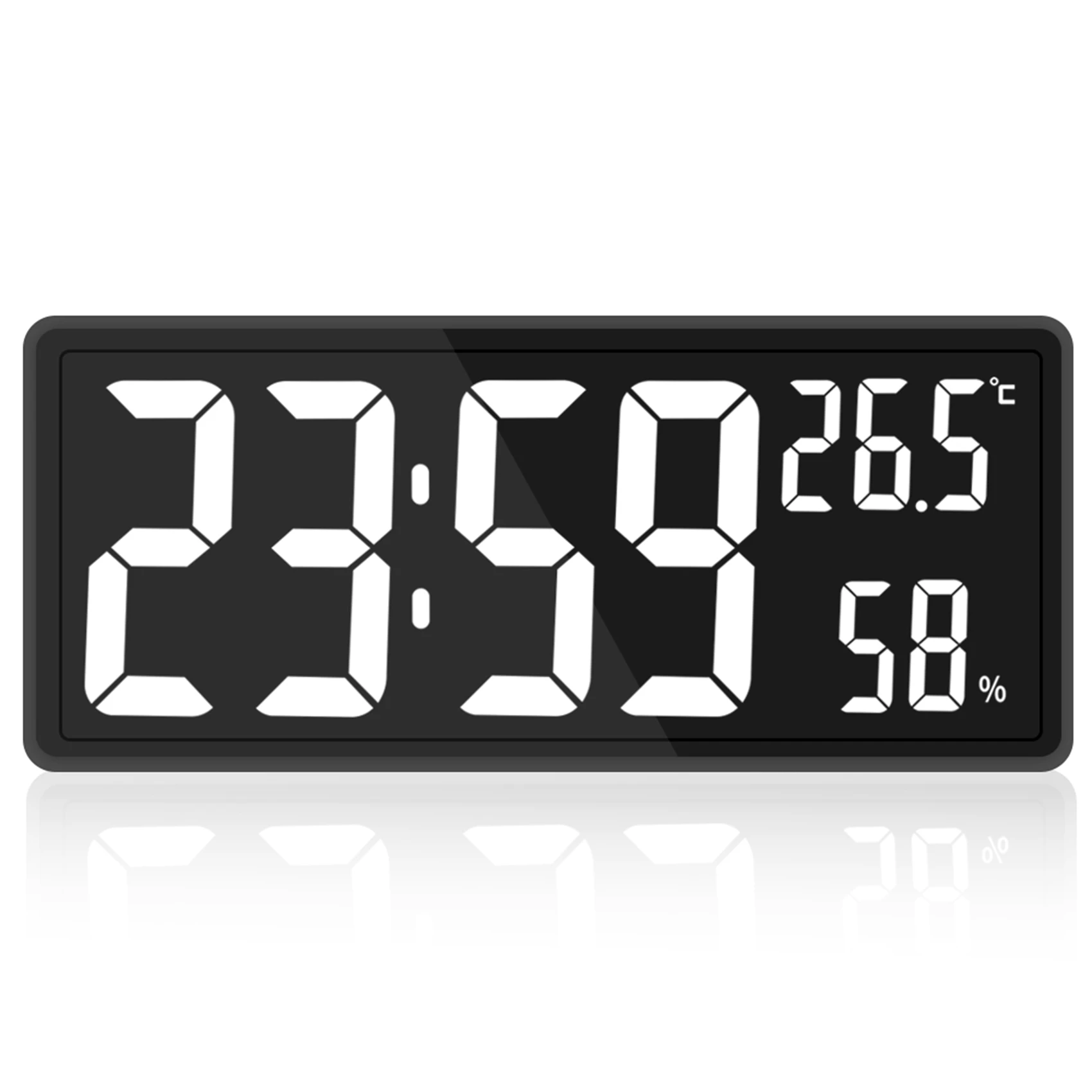 

LED Digital Wall Clock, Large Digits Display,Indoor Temperature&Humidity,for Farmhouse, Home,Classroom,Office White