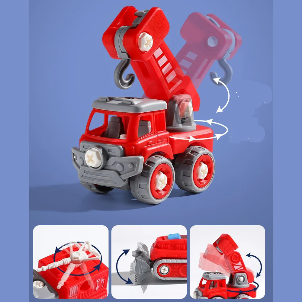 5 in 1 Take Apart Robots Trucks Vehicle DIY Construction Truck Toys Fire Engine Toy Screw Build Car Robot Toy for Boy Kids Gift