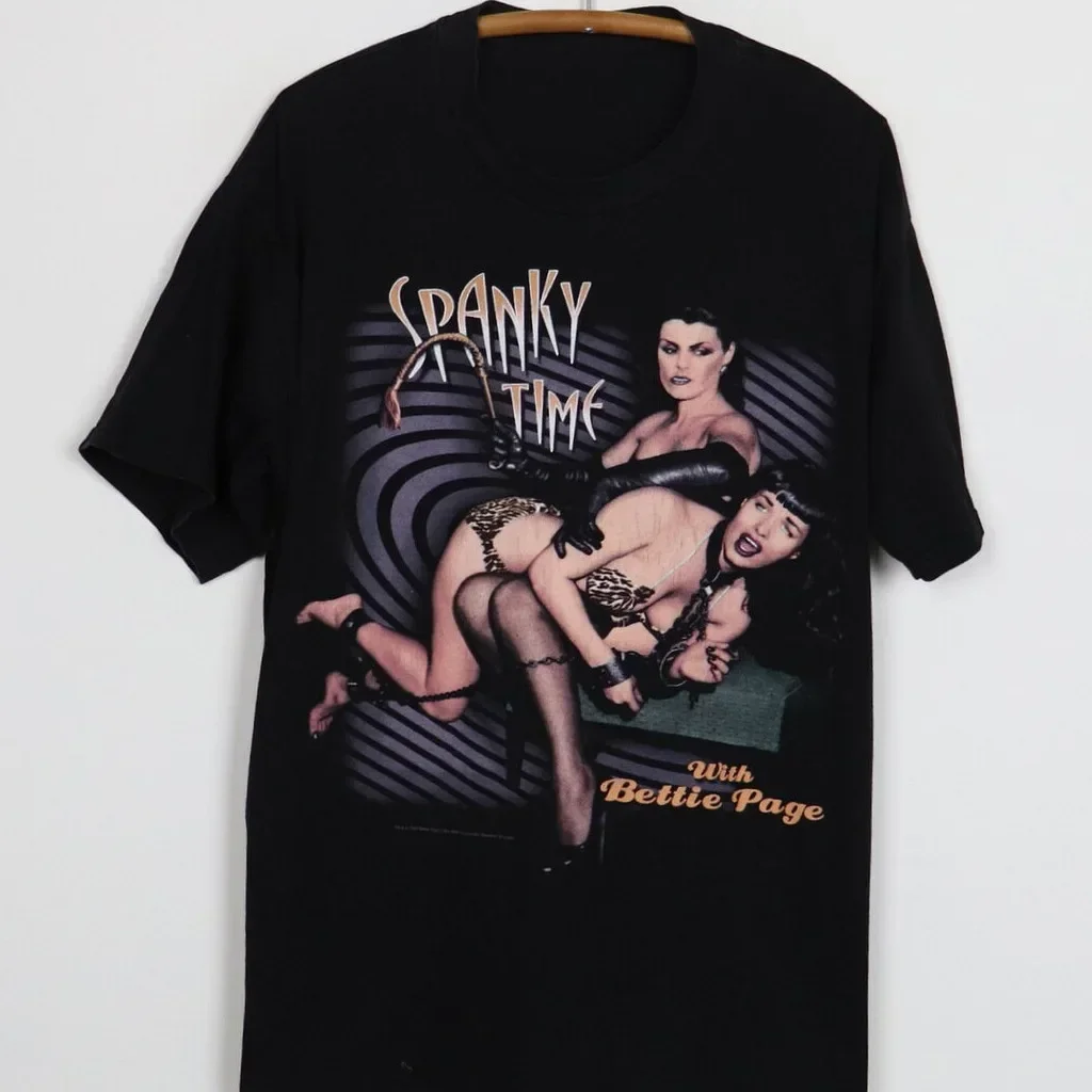 Gorgeous Bettie Page Spanky Time T-shirt Black Cotton Unisex S to 5Xl 1F162