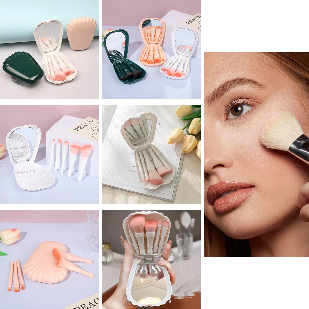 5PCS Makeup Brush Makeup Set Foundation Make-Up Brush Eye Shadow Brush Makeup Brush Set Travel Portable With Mirror Beauty Tool