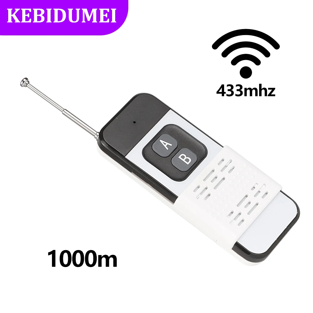 433MHz Wireless Remote Control Wireless Learning Remote 1527 Learning Code 1000M RF Relay Transmitter for Gate Garage Door Motor