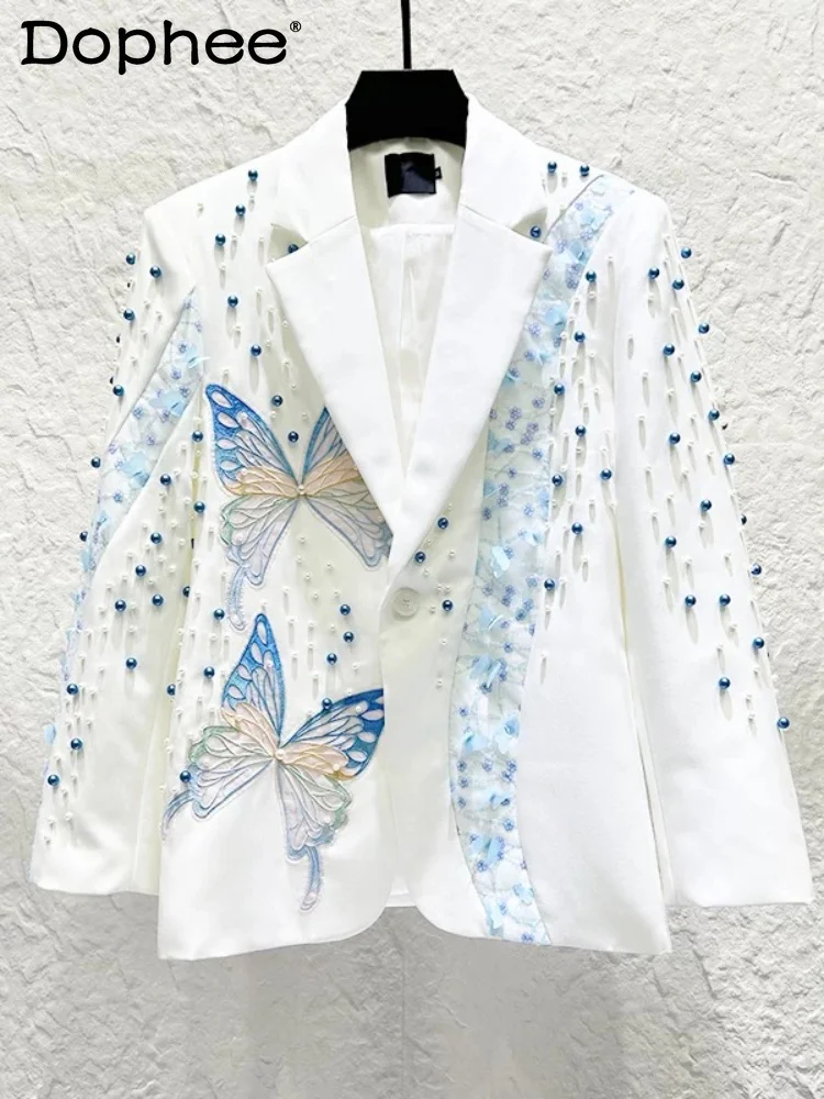 

2026 Men's Fashion Exquisite Butterfly Bead Blazers Men's High-end Light Luxury Elegant Suit Jackets Fashion Long-sleeve Blazers