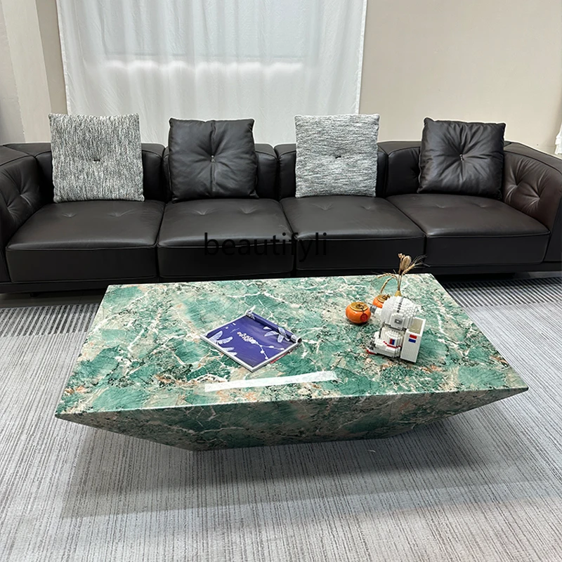 Mesa de centro italiana minimalista de mármol natural verde Amazon, mesa de centro de alta gama para sala de estar