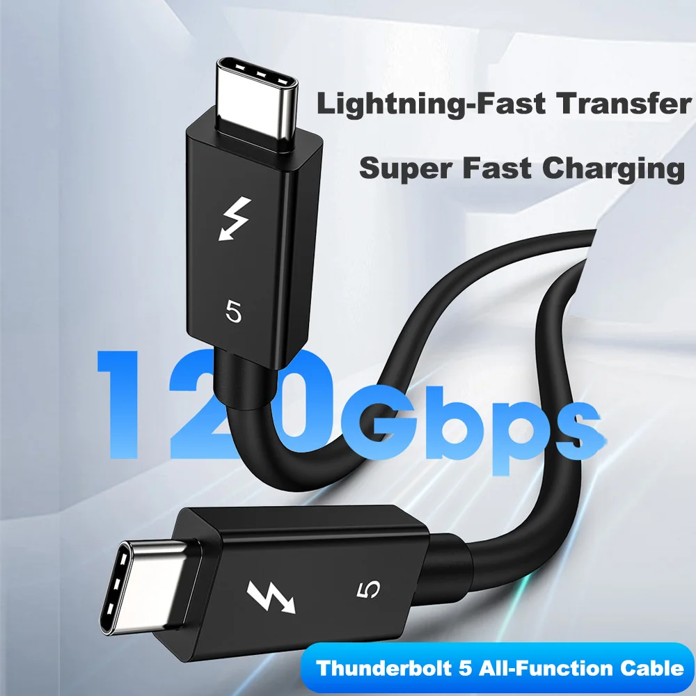

Кабель Thunderbolt 5 для передачи данных, 120 Гбит/с, 240 Вт, 16K, совместим с Thunderbolt 4, USB4, полнофункциональная передача данных, быстрая зарядка