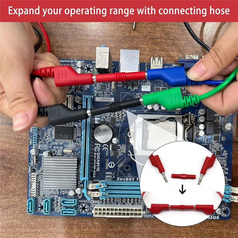 

-A01R Banana Plug Silicone Test Leads Kit, 4Mm Stackable Banana Plug With Threading Probe,Automotive Test Leads For Multimeter D