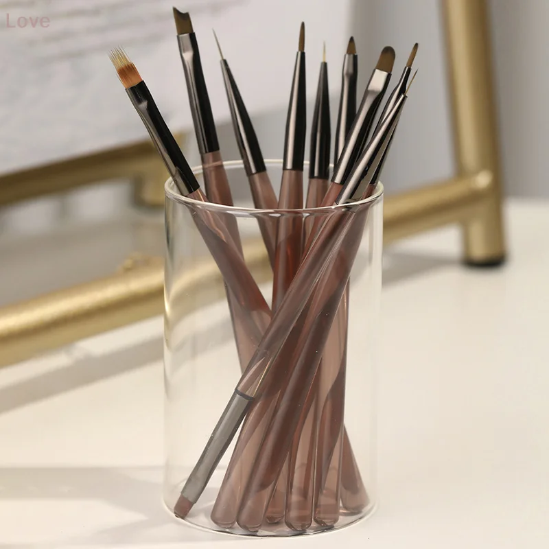 

1/9PCS Acrylic UV Gel Nail Brushes DIY Nail Art Liner Brush Stripe Pattern Painting Brush Kits Extension Drawing Carving Pen
