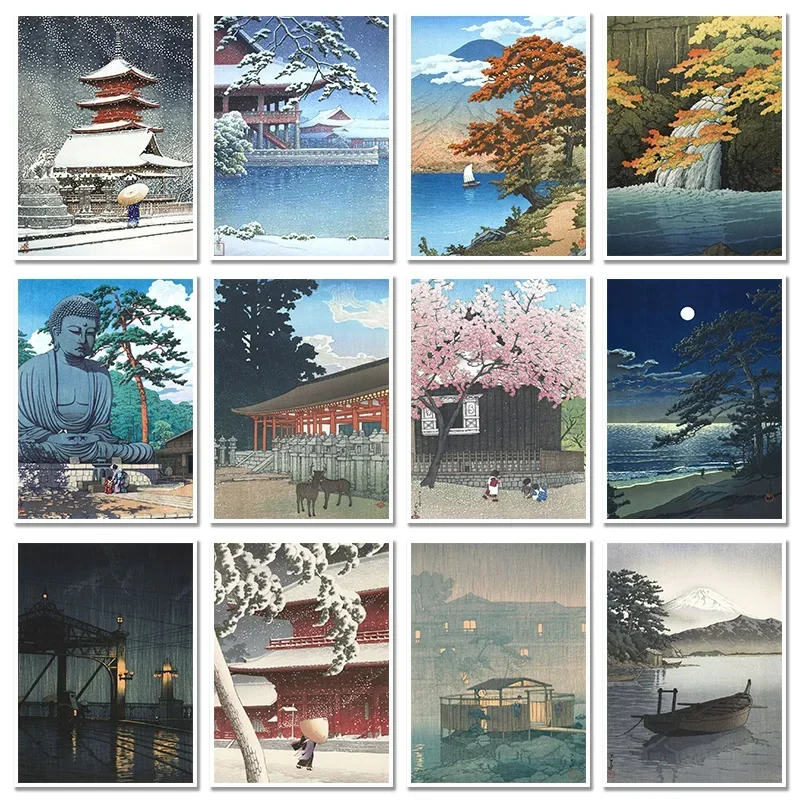 Kawase Hasui Artwork HD Posters and Prints Retro Japanese Landscapes Canvas Painting Wall Art HD Pictures for Room Office Dec