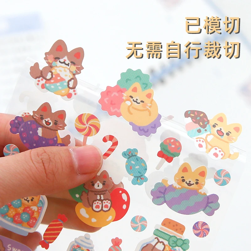 Bonito Cat Aufkleber Scrapbooking Material Junk Journal Supplies Planer Tagebuch Deco Aufkleber Briefpapier DIY Hobby Bastelzubehör