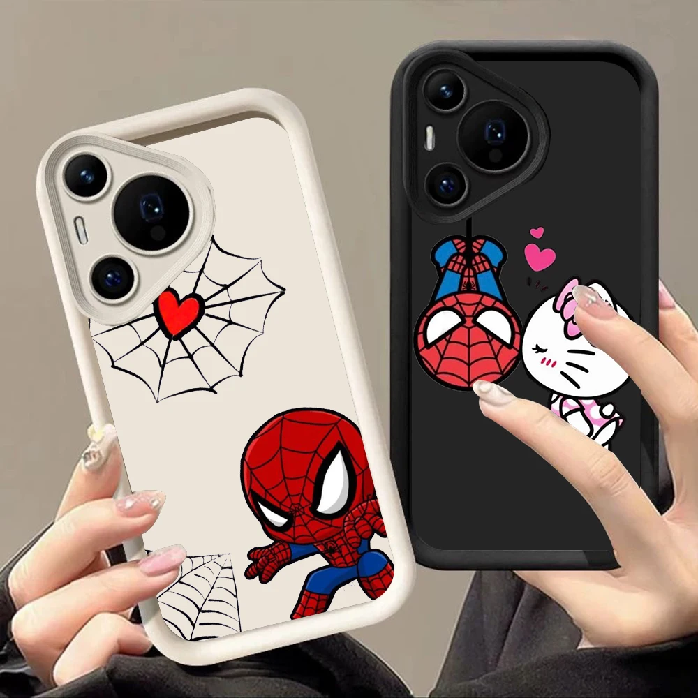 JR-7 M-Marvel Spider Man Cat Phone Case For Huawei Pura 70 Mate 50 Nova 9 10 11 SE Y90 P40 P50 P60 Art Pro