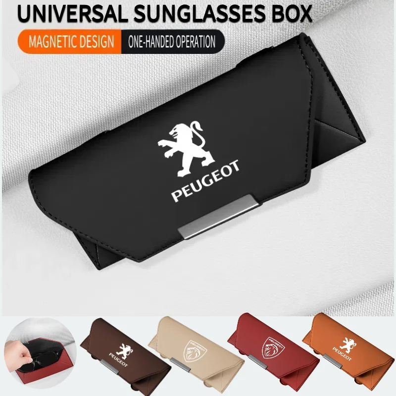 Car Sunglasses Case Holder Sun Visor Eyeglasses Storage Glasses Box For Peugeot 407 508 2008 5008 307 308 3008 206 207 208 107