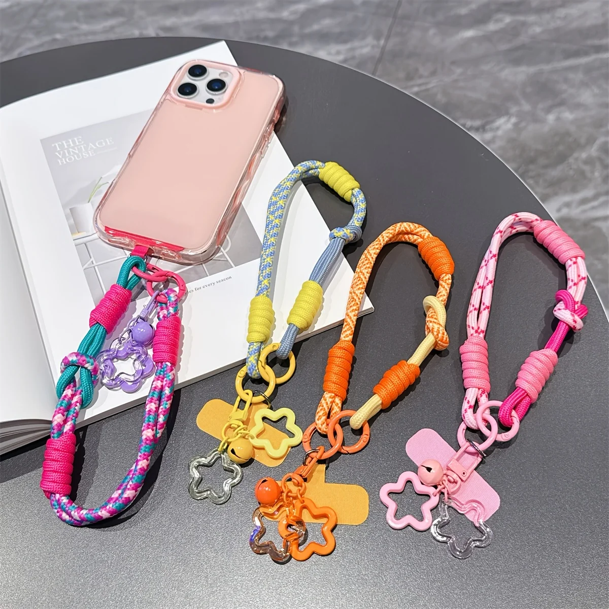 1 Unidade Cordão de Celular Dupla Função Bicolor, Alça Curta de Pulso Anti-Perda + Acessório Pingente de Estrela para Homens e Mulheres, Alça Portátil para Celular para Caminhada ao Ar Livre