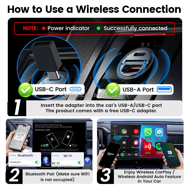 Oem Odm Upgrade 2 In1 Carplay Dongle Android Auto Adapter Wired Car Play Display to Wireless Carlinkit Smart Ai Streaming Box
