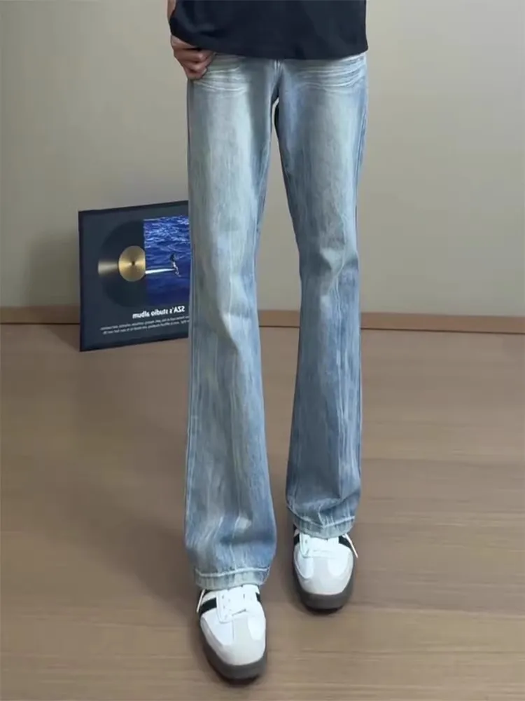 

Мужские джинсы American High Street Lightning Pattern, весенние, премиум-класса, прямого кроя, слегка расклешенные, для повседневной носки