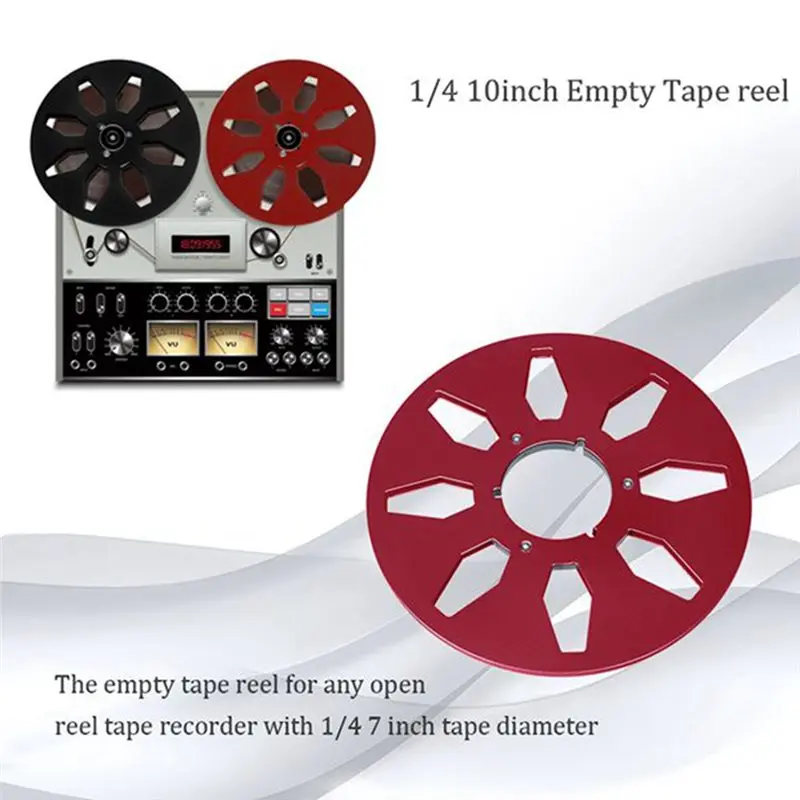 abac-105-inch-empty-tape-reel-1-4-aluminum-alloy-for-tape-recorder-accessories-nab-a-style-red-metal