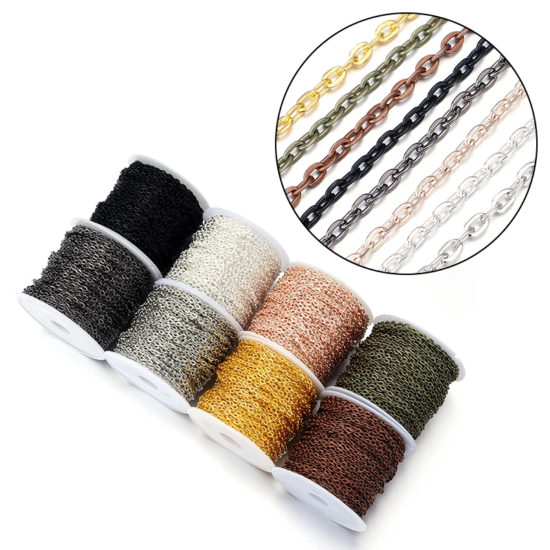 10 Yards 2x3/3x4mm Eisenketten Metall Bulk Link Ketten für Schmuckherstellung DIY handgemachte Armbänder Halskette Materialien Zubehör