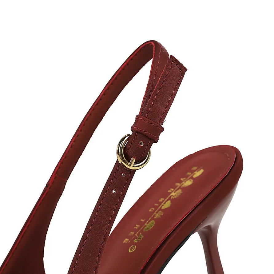 Women New Elegant Dark Purple 9cm High Heels Sandals Female Fashion Satin Valentine Date Shoes Lady Chic Pointed Toe Scarpins image 5