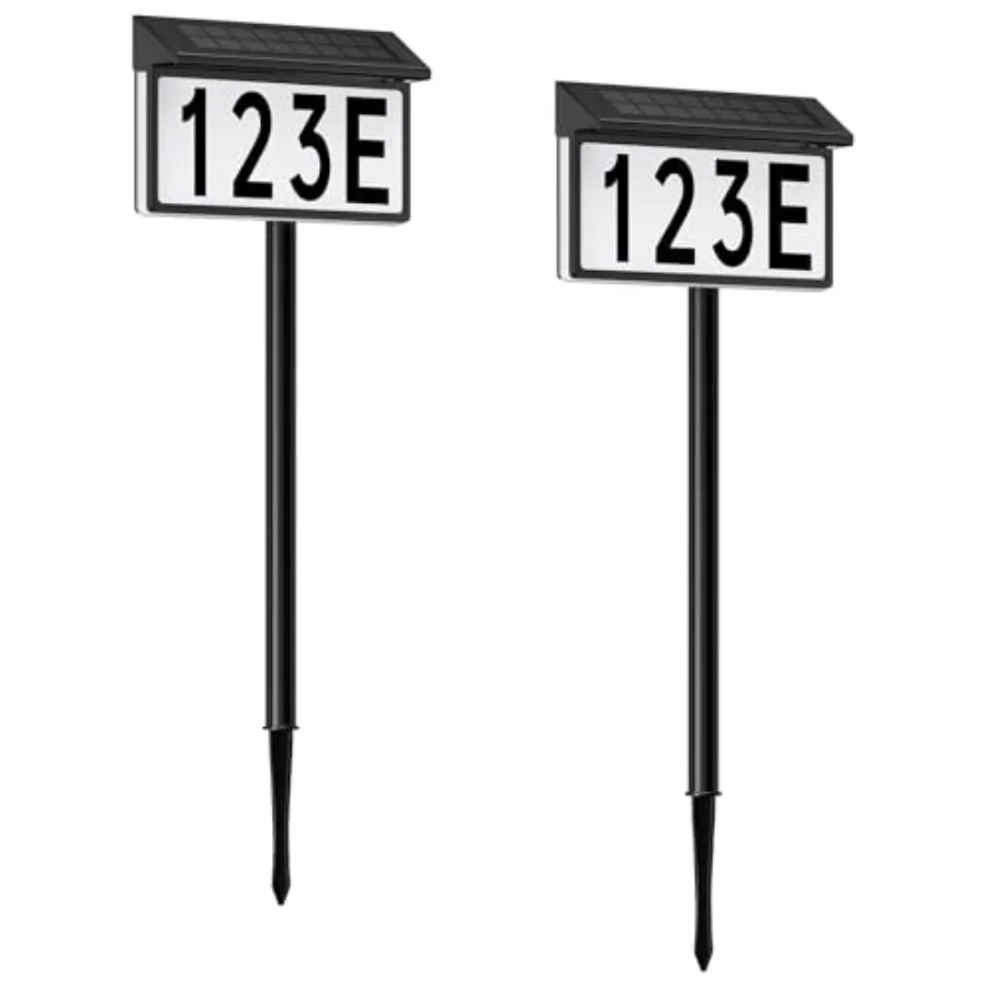 

Solar Address Sign Lighted House Numbers for Outside 3 Colors Waterproof Illuminated House Number Plaque With Stake Wall Mounte