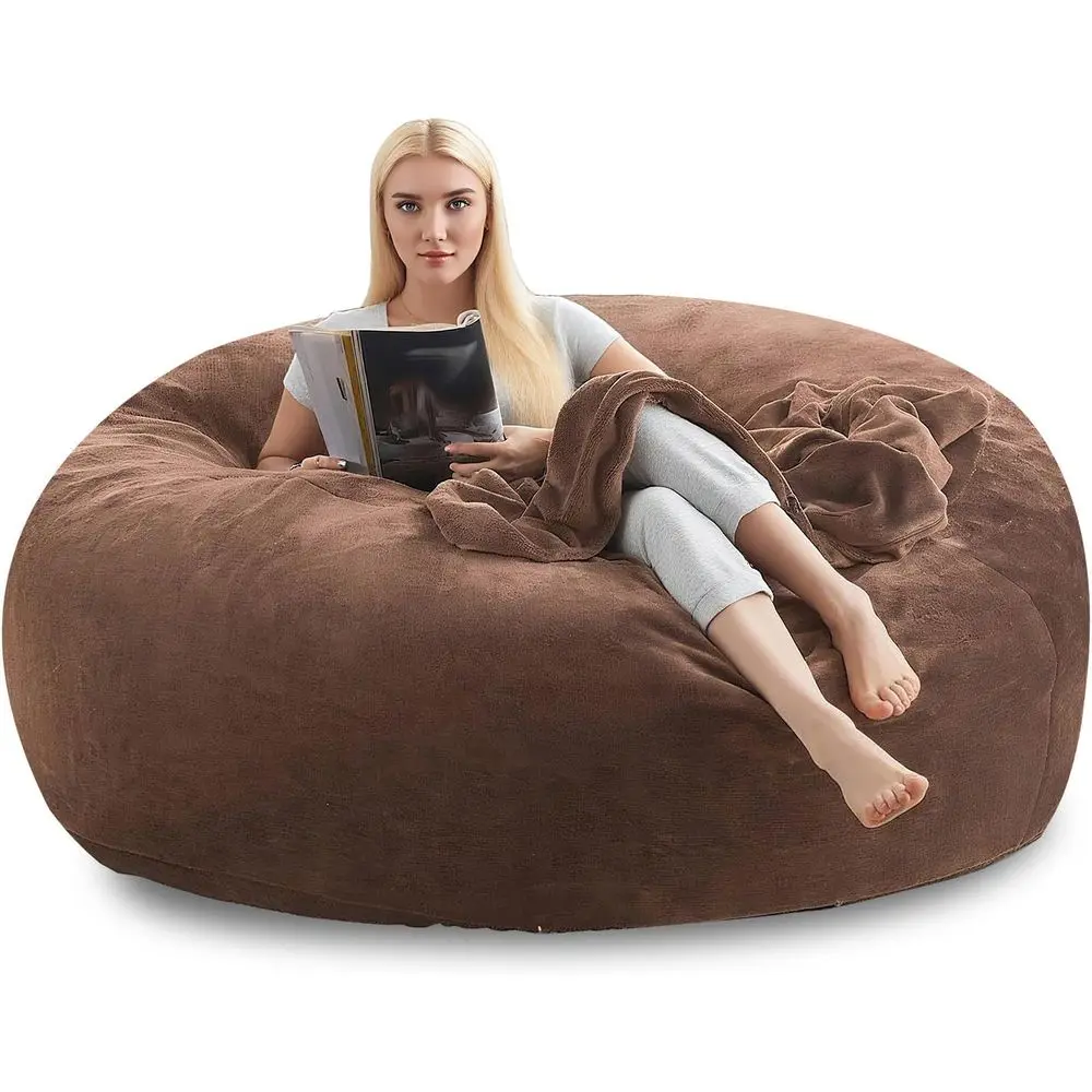 

Adult-Sized Bean Bag Chairs with Filled Insert, Memory Foam, Ideal for Living Rooms, Bedrooms, and Dorms in Coffee Color, 3 Feet