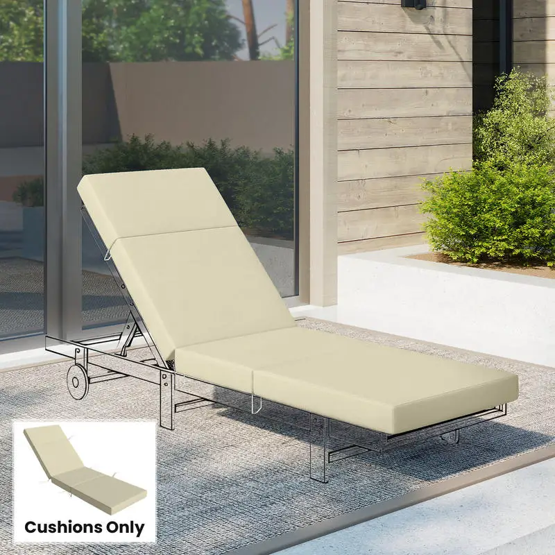 

Outsunny Chaise Lounge Cushion, 4" Thick Outdoor Lounge Chair Cushions with Ties for Patio, 26" x 80 ", Cream White