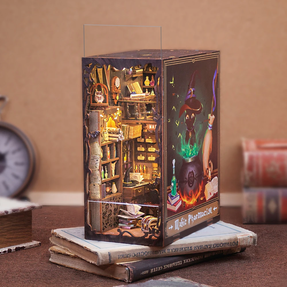 

Cutebee Hot Selling DIY Craft Wooden Handmade Creative Gift Magic Pharmacist Book Nook for Kids