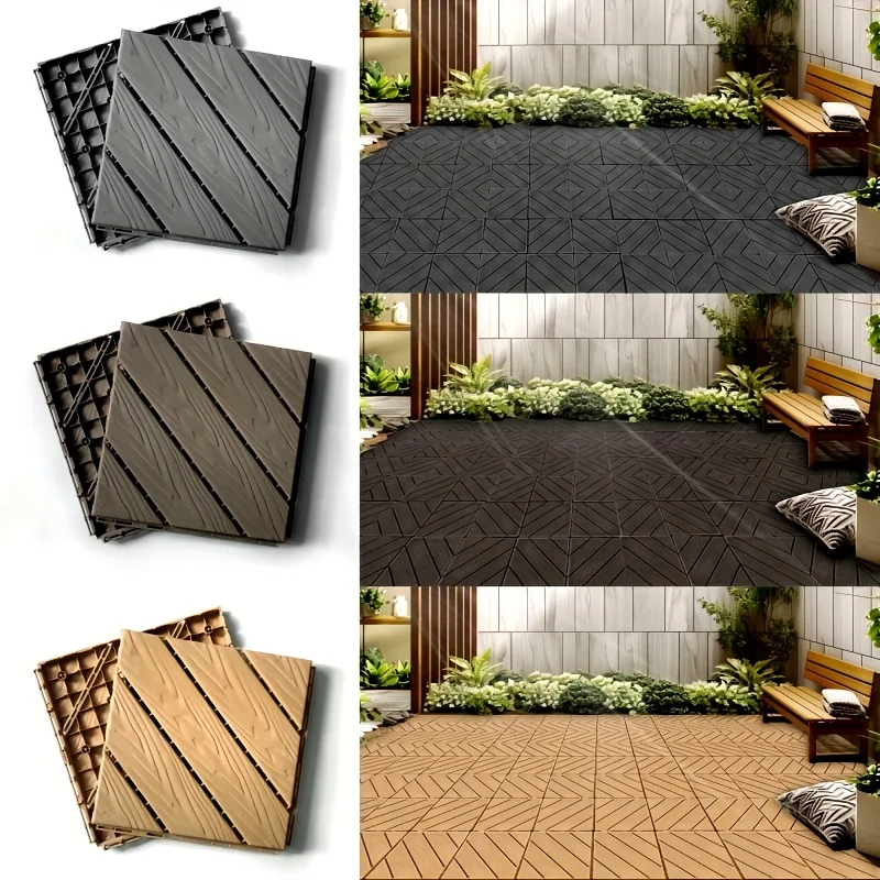 35-Pack Composite Deck Tiles - Waterproof, Rustproof, All-Weather Interlocking Flooring for Patio, Deck, Balcony  Indoor/Outdoor