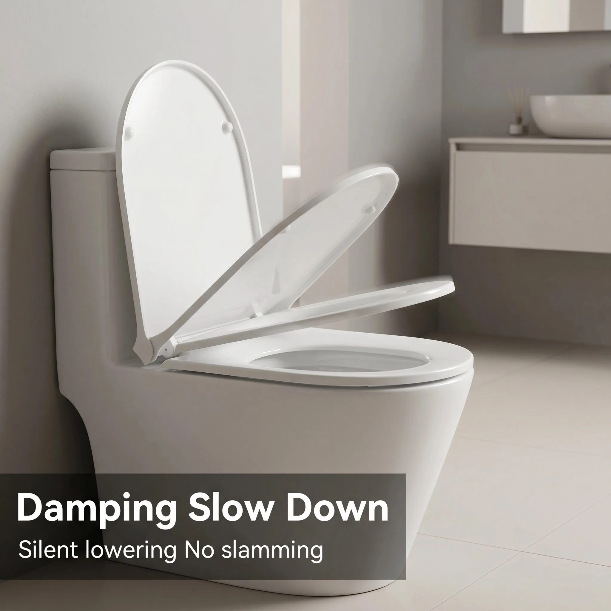 Soft Close Toilet Seat PP U/V-Shape Ultra Strong Load Bearing Stable Durable Anti-deformation Easy Install Toilet Accessories