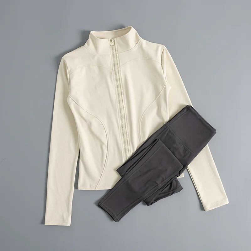 

Женская спортивная одежда для фитнеса и йоги с воротником-стойкой, осень-зима, утренний бег, уличные велосипедные длинные брюки-свеч, спортивная одежда