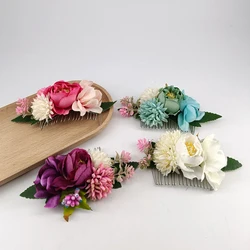 13cm Brides Wedding Flower Metal Hair Combs For Women Girls Floral Hairpins Retro Rose Hairpin