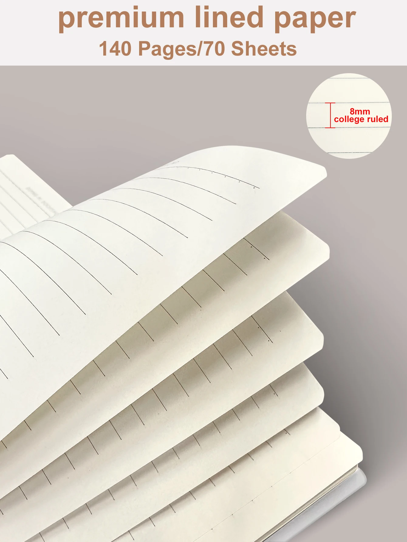 College Transparent Hardcover Spiral Notebooks,140 pages (70 sheets) Horizontal Line Inset for Travel, School and Home