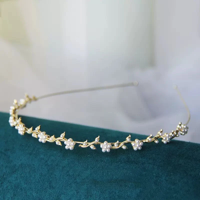 

Fashion Vintage Advanced Alloy Pearl Flower Hairband for Women Girls Elegant Korean Hair Hoops Headband Accessories