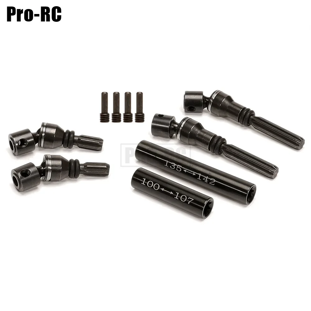 1 쌍 알루미늄 합금 및 경질 강철 드라이브 샤프트 전면 및 후면 AX31114 100-107/135-142mm RC 크롤러 자동차 AXIAL SCX10 II AX90046 부품