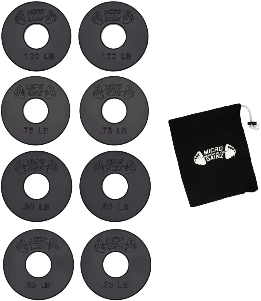 

Набор из 8 фракционных весовых дисков с сумкой для стандартных гантелей и штанг диаметром 1 дюйм, сделано в США