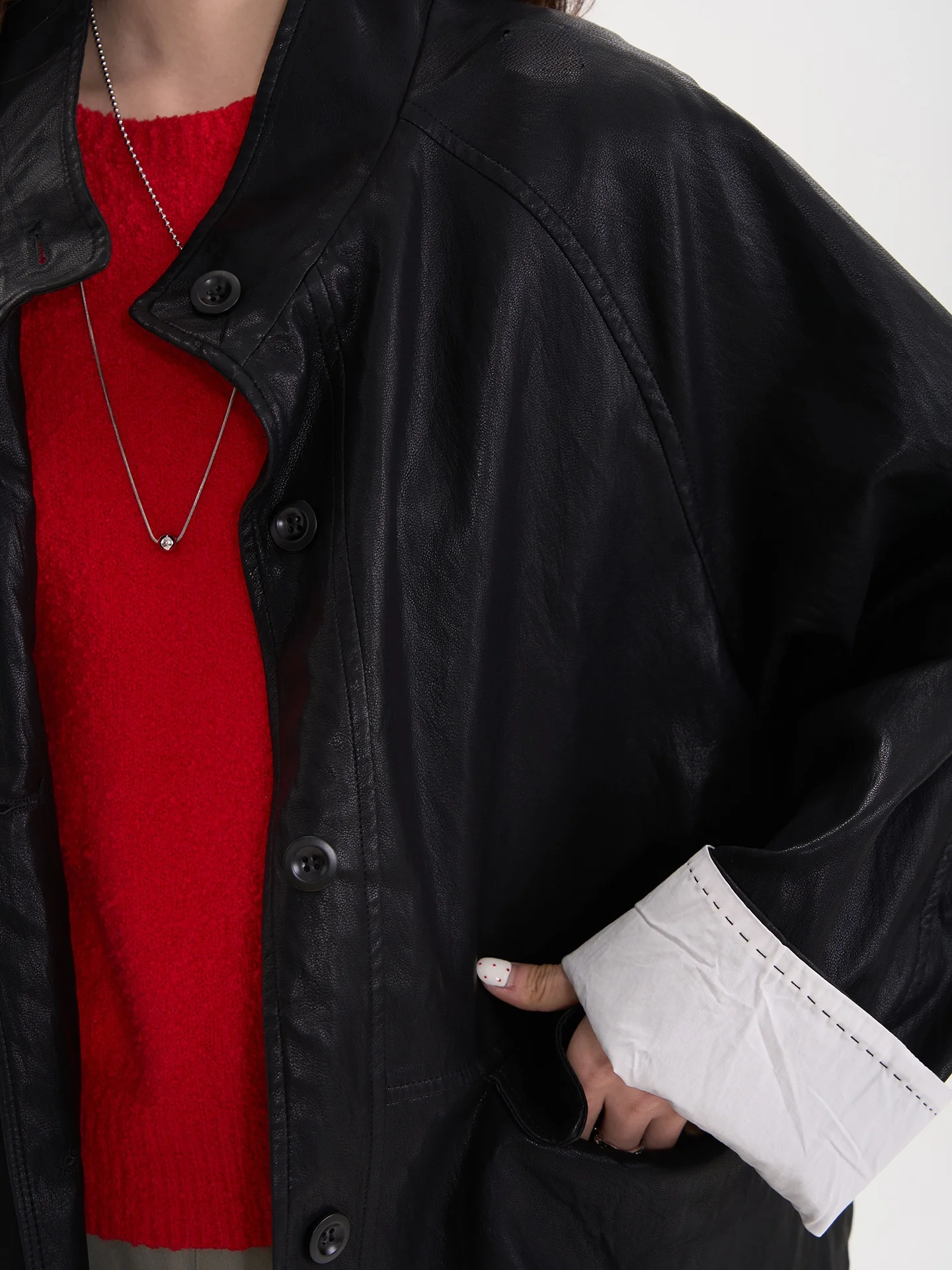 Manteau mi-long en cuir PU pour femme, coupe ample, couleur exceptionnelle, collection Printemps