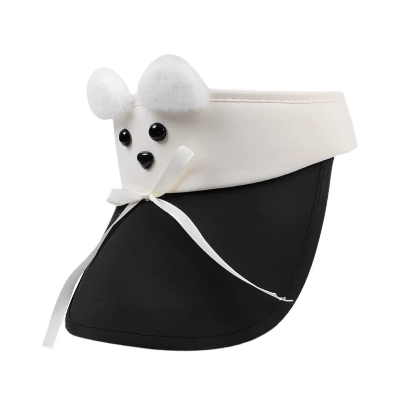 Empty Top Sun Hat Wide Brimmed Sports Headwear with Balletcore Bows Cartoon Puppy