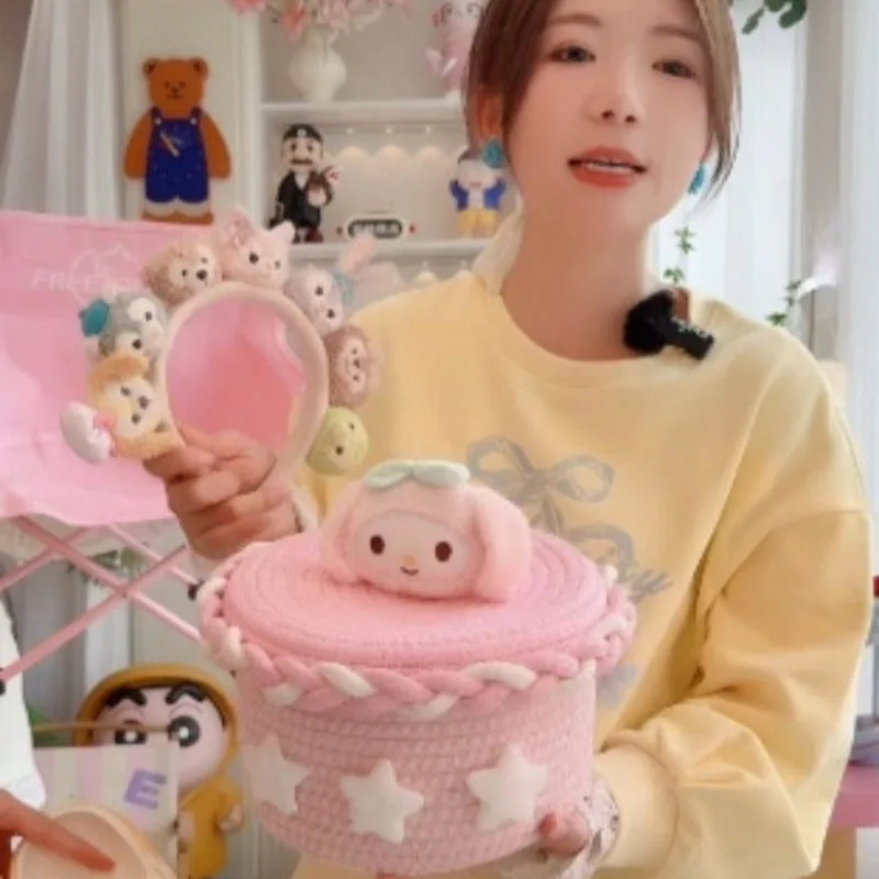 My Melody Anime Kawaii Sanrio Ins Cestino portaoggetti in cotone Simpatico cartone animato Bella custodia per bambola Decorazione Regali di moda per ragazze