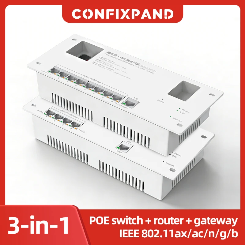 

2.5G 5G Real-POE Network Switch 5 9 Port Ethernet Switch 3-in-1 include WAN LAN Router for IP Camera/NAS/PC Access Controler