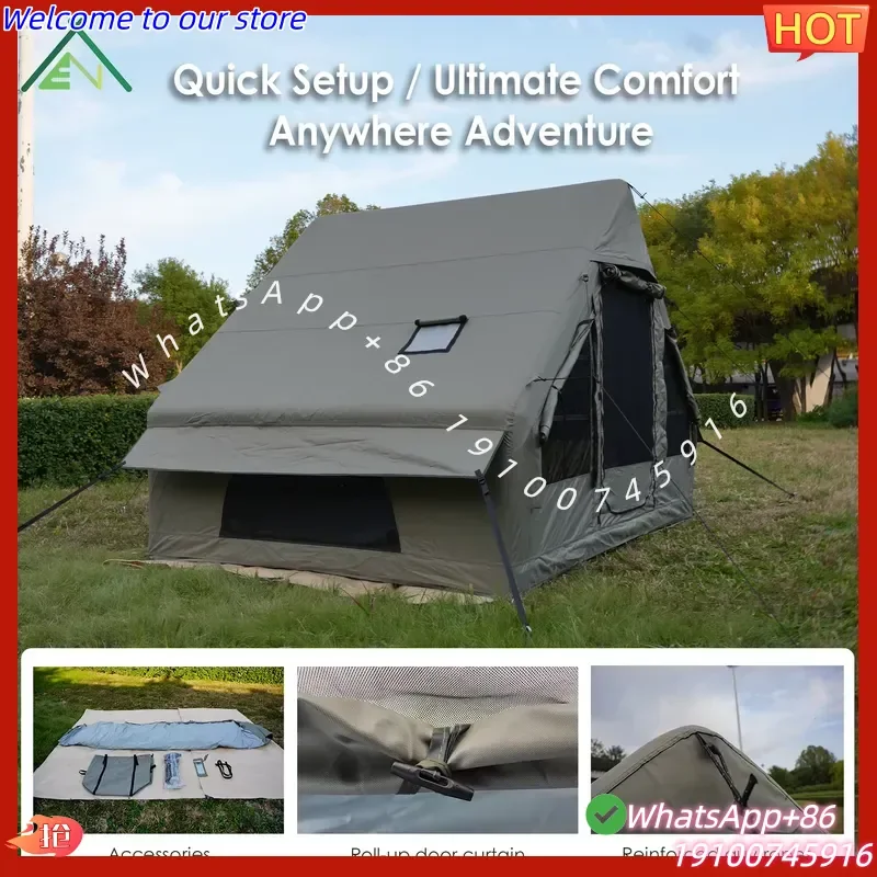 2026 Instant Setup 60s Heavy 600D Oxford Air Tent Waterproof 6.3 2-3 Person Green Four-season One Bedroom Camping Tent