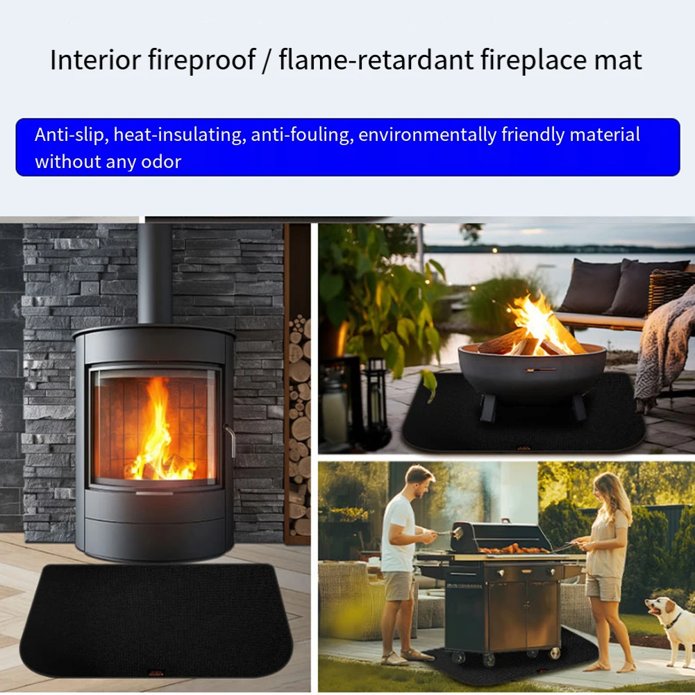 Half Circle Fireplace Carpet, Silicone Fireproof Fireplace Insulation Floor Mat  Hearth Rugs Flame Retardant Protection Floor