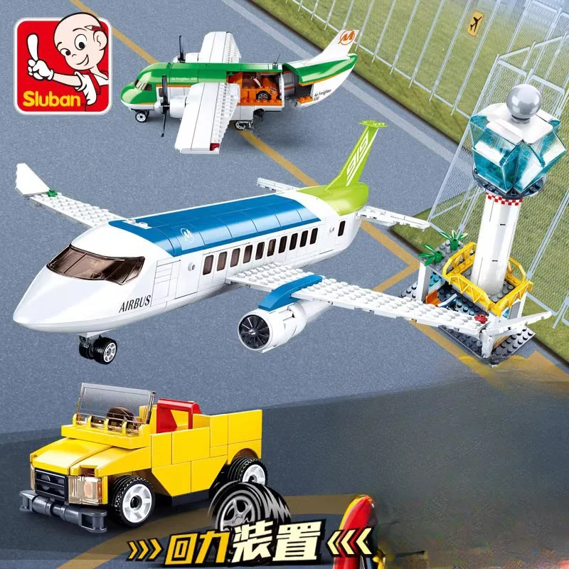 Sluban B0930 Aviation World - Civil Aviation Airport Children's Puzzle Building Blocks Airplane Model Puzzle Brick Toy Gifts