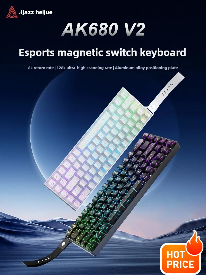 

AJAZZ AK680V2 Wired Magnetic Axis E-Sports Mechanical Keyboard Hot-Swappable 8KHZ Customized Custom Keyboard for Esports Gamer