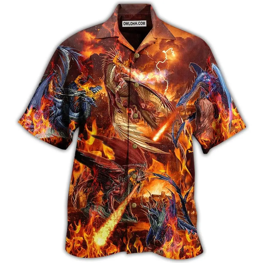 Camisa holgada de manga corta con estampado 3D de dragón para hombre, ropa de calle Retro, blusa hawaiana informal, ajustada, Verano