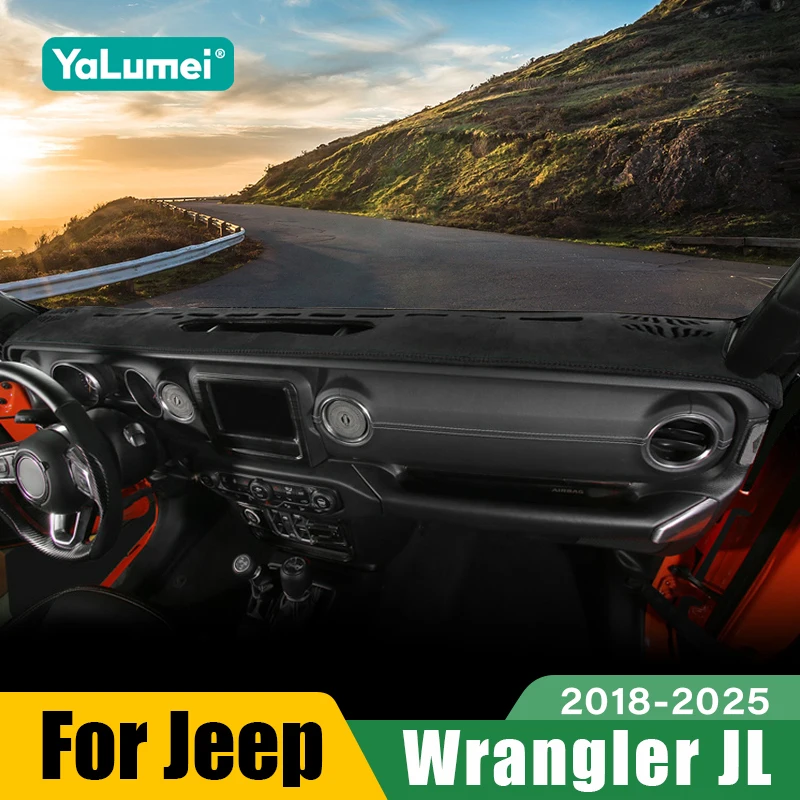 

For Jeep Wrangler JL 2018 2019 2020 2021 2022 2023 2024 2025 Car Dashboard Sun Shade Cover Instrument Desk Mat Accessories