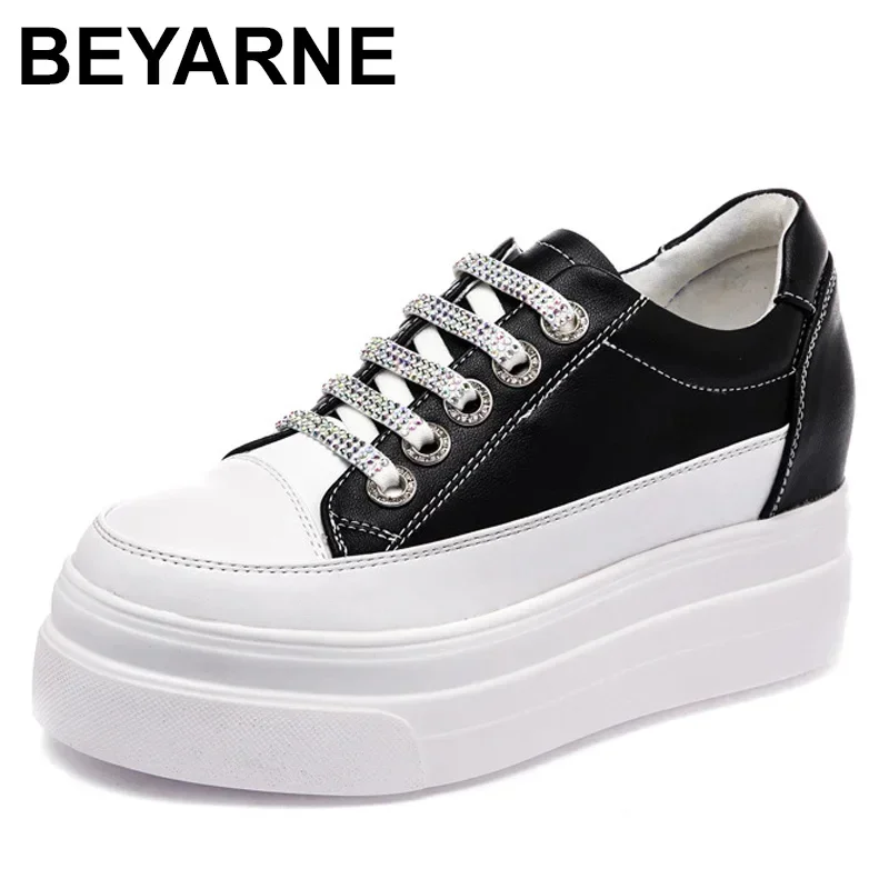 Platform Wedge Sneakers Women Shoes Genuine Leather Lace White Shoes Spring Autumn Summer Shoes Footwear