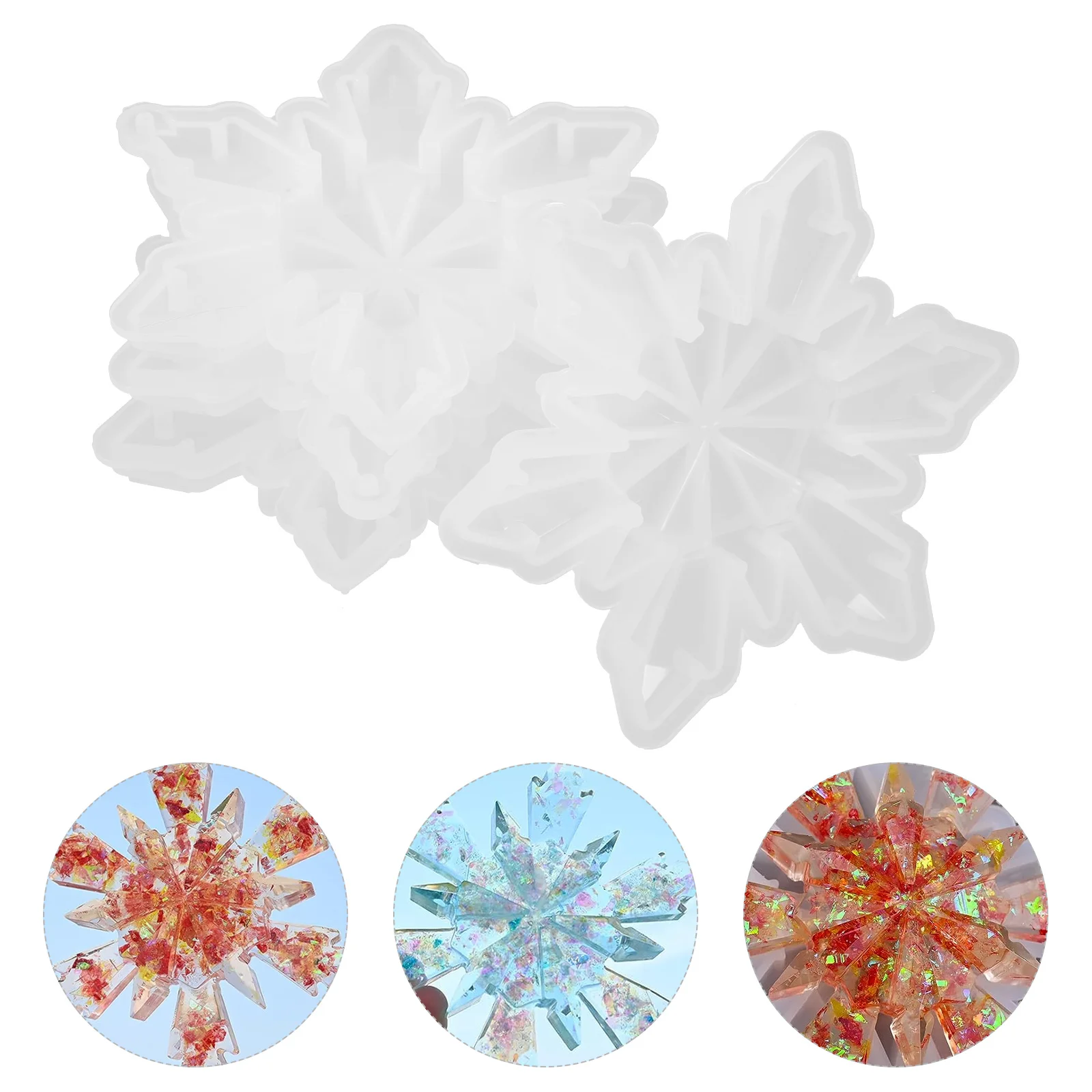 

4pcs Snowflake Silicone Mold for Resin Crafts Christmas Decorations Flexible Easy to Use Clean DIY Pendant Molds