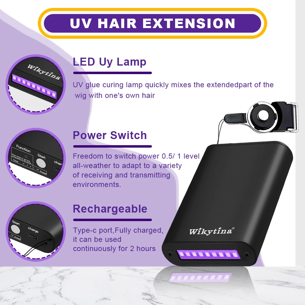 Professional UV Light Hair Extensions Kit with V Light Glue Hair Extension Tools and Machine for Easy Application