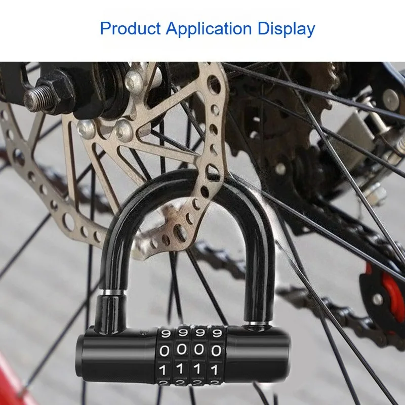 Useful 4 Digit Code Bicycle Security Lock U Shape Anti Theft Bicycle Lock Password Lock Bicycle Lock for Outdoor Riding Suppies