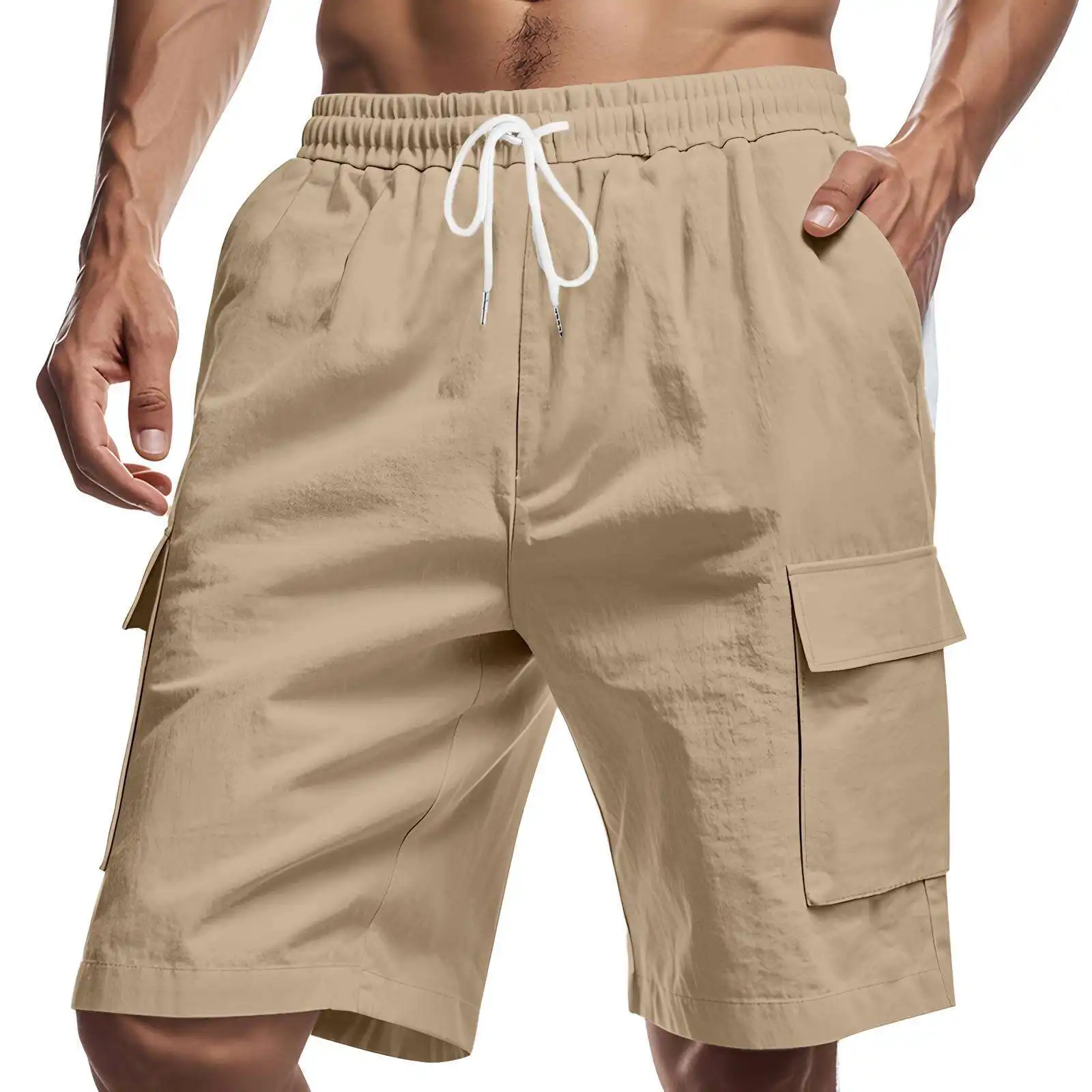 

New Men Shorts Loose Large Size Multi-Pocket Overalls Summer Cotton Comfortable Nickel Pants Outdoor Casual Sports Beach Pants
