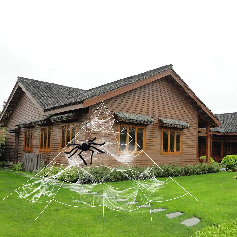 

1 set 1 Set Large Spider Web Decor For Halloween Party Yard Garden Roof Displaying Props Fake Spider Web Decoration Supplies