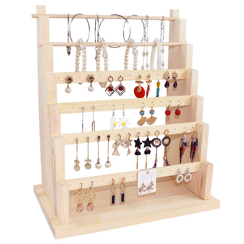 Solid Wood Earring Rack Earnail Hanger Household Ear Clip Paper Jam  Storing Props Bracelet Earrings Jewelry Display Ornaments