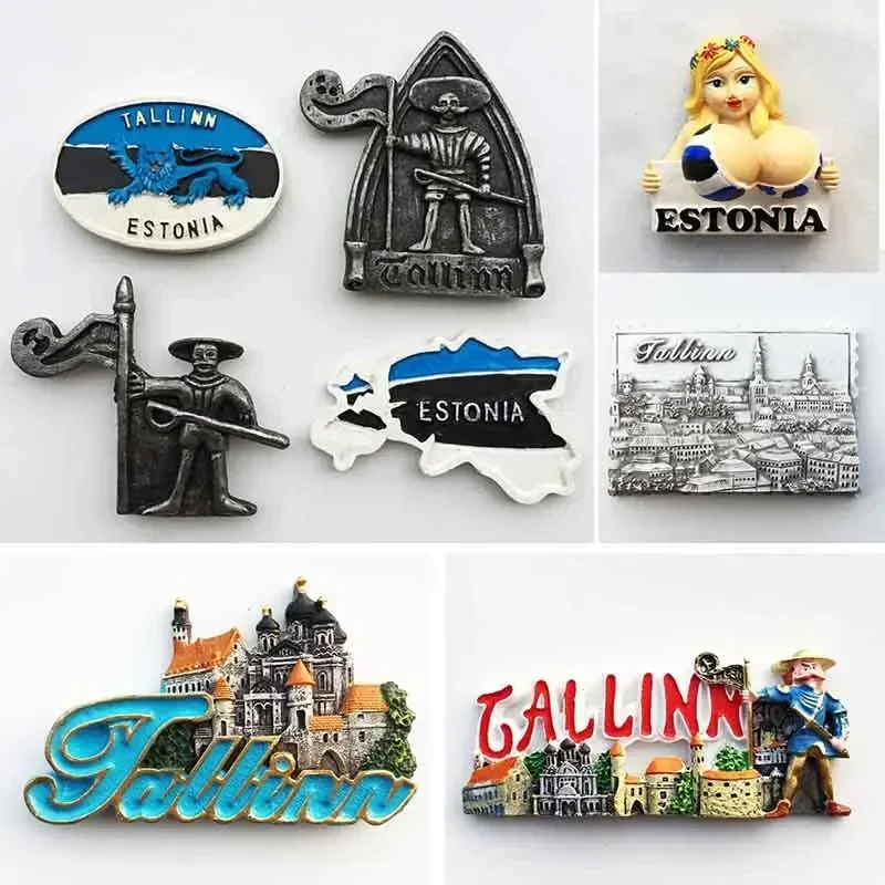 Tallinn Estonia fridge magnets tourist souvenir 3D Resin Crafts Magnetic Refrigerator Stickers Collection Decoration Gifts